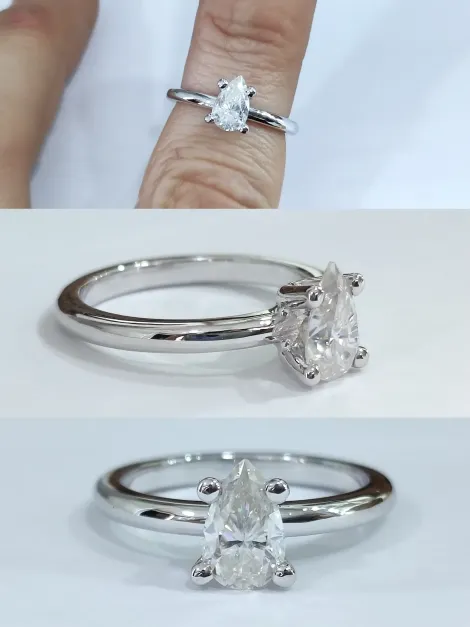 Solitario con diamante pera